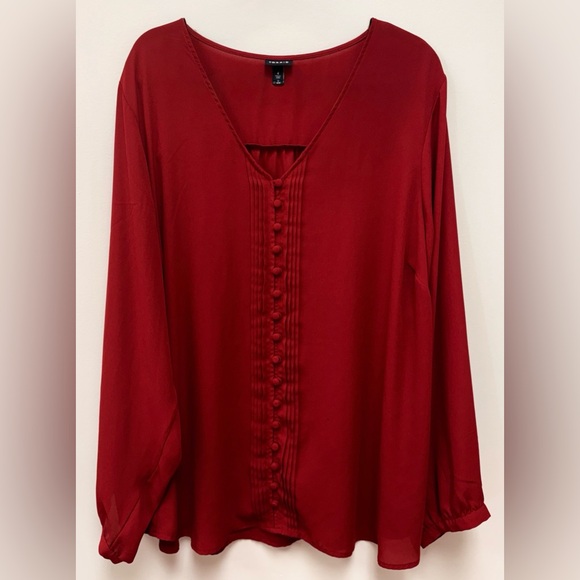 Torrid Bundle of 2 Georgette Pintuck Long Sleeve Button-Front Blouses Size 4/4X - Picture 6 of 7